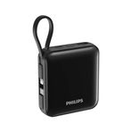 Philips DLP5713CB/00 10.000 Mah 22,5W Usb-C ve Lightning Dahili Kablolu Powerbank 1xusb-A, 1xusb-C, Siyah