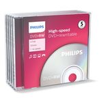 Philips DW 4 S 4 J 05 F/10 DVD+RW boş dosya (4.7 GB Data/120 min. video, 4x yüksek hızlı kayıt, 5'li paket)