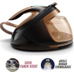 Philips Elit Plus Seri Premium Buhar Kazanlı Ütü, 600GR Şok Buhar, 8 Bar 2700 W, Sıfır Yanmaz Riski, Akıllı ve Otomatik Buhar, Akıllı Kumaş Algılama, Lambader Hediye - Siyah
