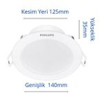 Philips Eridani DL190B 10W 125MM Delik Çapı 4000K Gün Işığı 900LÜMEN Spot 4'lü Eko Paket - 4000K - Doğal Beyaz