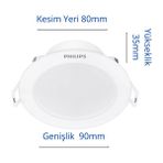 Philips Eridani DL190B 3.5W 80MM Delik Çapı 4000K Gün Işığı 250LÜMEN 4'lü Eko Paket - 4000K - Doğal Beyaz