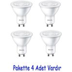 Philips Essential 4,7W (50W) Led Spot Ampul Beyaz 6500K - 4 Adet