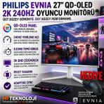 Philips Evnia Qd-Oled 26.5" 0.03 Ms 2k Pivot 240 Hz OLED Oyuncu Monitörü + Logitech Kablolu Oyuncu Mouse Hediye - Logitech Kablolu Oyuncu mouse HEDİYE - Beyaz