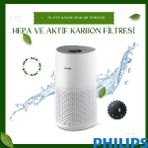 Phılıps Hava Temizleyici, Ultra Sessiz Havayı 10 Dakikadan Kısa Sürede Temizler Havadaki Virüslerin ve Aerosollerin %99,9'unu Temizler Hepa ve Aktif Karbon Filtresi Düşük Enerji Tüketimi Otomatik Mod - Beyaz