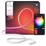 Philips Hue OmniGlow 3 m mikro LED şerit, 2700 lümen, atmosfer ve parlak renk, esnek iç aydınlatma, eşit ışık, kesilebilir, uygulama üzerinden kontrol ve ses kontrolü