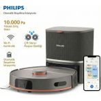 Philips Islak Kuru Robot Süpürge 10.000 Pa Güç Çift Döner Mop Teknolojisi Çok Katlı Haritalama ve Yasaklı Alan Seçimi Özellikli Akıllı Cihaz - Siyah