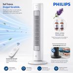 Philips Kumandalı 5000 Serisi Kule Tipi Vantilatör, Aroma Koku Özellikli + 40ML Uçucu Doğal Lavanta Yağı 40 W, 28 Db - Beyaz
