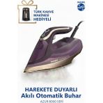 Philips Kumaşa Göre Akıllı Otomatik Buhar Özellikli 3000 Watt Buharlı Ütü, Sıfır Yanık Riski, Özel Tabanlı, Optimal Isı Teknolojisiyle, Türk Kahve Makinesi Hediye - Mor
