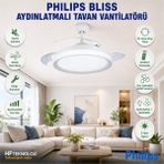 Philips LED Aydınlatmalı 3 Kanatlı Modern Tasarım ile Blıss Beyaz Tavan Vantilatörü
