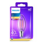 Philips LED Classic 40W B35 Led Mum Filament Ampul, 2700K Sarı Işık, E14 İnce Duy, Dim Edilmez