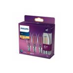 Philips LED Classic Şeffaf Filament Mum Ampul 4.3W 470 Lum 2700K Sarı Işık B35 E14 (40W) 3'lü Paket