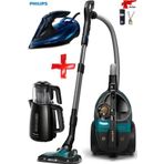Philips Marathon Ultimate Koldan Kumandalı Led Başlıklı Toz Torbasız Süpürge + 3000 Watt Akıllı Ütü+çaycı