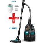 Philips Marathon Ultimate Koldan Kumandalı LED Başlıklı Toz Torbasız Süpürge + Epilasyon Cihazı Hediyeli - Siyah - Yeşil