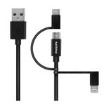 Philips Mfi Apple Lisanslı Iphone 15 Plus Micro Usb-Lightining-Type-C Şarj Kablo 2M Siyah