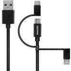 Philips Mfı Apple Lisanslı İphone 16 Plus 3İn1 Micro Usb-Lightining-Type-C Hızlı Şarj Ve Data Kablosu 2M Siyah Dlc3106t