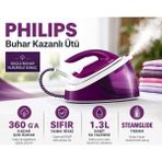 Philips Mor Renkli Mor Gövdeli Kompakt Kullanım Odaklı Kazanlı Ütü, 120 G/dk Sürekli Buhar, Steam Glide Taban, Kompakt Tasarım ve Günlük Kullanımda Kolay Temizlik