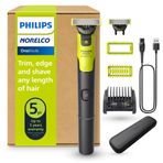 Philips Norelco OneBlade 360 Bağlantılı - Hibrit Yüz ve Vücut Elektrikli Düzeltici, Tıraş Makinesi ve Bakım Makinesi, 360 Blade Tech, 5'i 1 Arada Tarak, Gövde Kiti, Seyahat Çantası