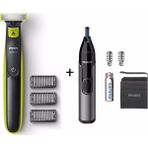 Philips Oneblade Şekillendirici Tıraş Makinesi + Kaş, Burun ve Kulak Kılı Makinesi Hediye