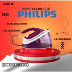Philips PerfectCare Compact Essential GC6842/30 2400 W Buhar Kazanlı Ütü+Phılıps Oneblade Tıraş Mak. Hediye - Mor