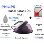 Philips Phılıps 2700 Watt 600 Gr Şok Buharlı , Otomatik Kapanan Buhar Kazanlı Ütü Mor
