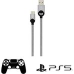 Philips Playstation 5 Ile Uyumlu Joystick Şarj Kablosu 5A 100W Usba To Type-C Örgülü 1.2m Hızlı Şarj Data Kablosu Gri DLC2628T