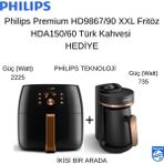 Philips Premium Fırınlama. Izgara. Kızartma. Isıtma. HD9867/90 Airfryer Xxl Fritöz + HDA150/60 Türk Kahvesi HD9867/90 - Siyah