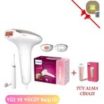 Philips Premium Yüz ve Vücüt Bakım & Lazer Epilasyon Seti, Tüy Alma, Kalem Düzeltici + Luciole Lambader - Beyaz