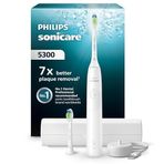 Philips Sonicare 5300 Şarjlı Diş Fırçası, 21 Gün Şarj, 7 kat plak temizliği, Basınç sensörü, 2 mod, Seyahat kabı, 2 başlık, Beyaz, HX7108/03