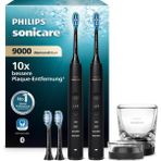 Philips Sonicare Diamondclean 9000 Elektrikli Diş Fırçası, Ikili Paket, Uygulamalı Sonik Diş Fırçası, Basınç Sensörü, 4 Fırçalama Modu, 3 Yoğunluk Seviyesi, Şarj Camı, Siyah, Model HX9914/63 - Beyaz