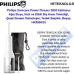 Philips Sonicare HX3826/31 Cordless Power Flosser 3000 Sonic Ağız Duşu + Oral-B Diş Fırçası Hediye - DİŞ FIRÇASI HEDİYE - Beyaz - Gri