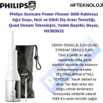 Philips Sonicare Hx3826/31 Cordless Power Flosser 3000 Sonic Ağız Duşu + Oral-B Diş Fırçası Hediye