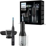 Philips Sonicare Kablosuz Power Flosser Ağız Sulama Cihazı ve Diamondclean 9000 Elektrikli Diş Fırçası - Temiz Dişler, Temiz Diş Etleri ve Plak Temizleme, Siyah (Model HX3886/43) - Beyaz
