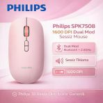 Philips Spk7508 1600 Dpı 6 Tuşlu Dual Mod Optik Kablosuz Mouse - Pembe