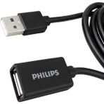 Philips SWR1526F/93 2 Metre USB 2.0 Uzatma Kablosu Veri Şarj Destekli - 1,5 m - Siyah