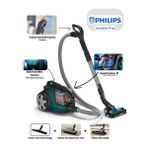 Philips Turbo Fırçalı- Yüksek Çekim Gücü ve Kalite, Akıllı Açılma/kapanma Özellikli +Led Başlık Torbasız Süpürge - Siyah