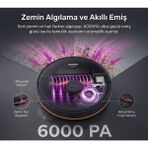 Philips Zemin ve Halı Uyumlu Otomatik Emiş Gücü Artıran 6000 Pa Motorlu Lazer Sensörlü Uygulama Destekli Şarjlı Moplu Akıllı Robot Süpürge - Siyah