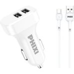 Phixi PCC511M Basic 2.1A Çift Çıkışlı Micro USB Kablolu Araç Şarj Cihazı - Beyaz