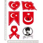 Phoenix Türk Bayrağı Motorsiklet Araç Kask Leptop Telefon Arkası Sticker Çıkartma Seti - A4 - Renkli