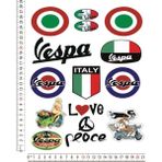 Phoenix Vespa Italya Motorsiklet Kask Sticker Çıkartma Seti - A4 - Renkli