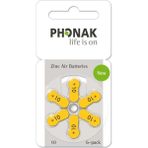 Phonak Işitme Cihazı Pili Zinc Air 1.45 V 10 No 6'lı Paket Uzun Süreli Enerji Sağlar