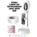 Phonextra Masaüstü Aynalı Usb Led Halka Işık 3 Mod Tiktok Makeup Makyaj Canlı Yayın Selfie Organizör Bölmeli