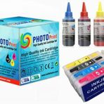 Photo Print Epson Stylus D78 T0711-t0714 Muadil Kolay Dolan Kartuş+ 4 X100 Ml Renk Mürekkep Seti