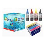 Photo Print Epson Stylus S21 T0711-t0714 Muadil Kolay Dolan Kartuş + 4 X100 Ml Renk Mürekkep Seti