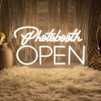 Photobooth Open Neon Tabela Fotoğraf Stüdyosu Neon Işık Kamerası LED Işıklı Levha Fotoğrafçılık Ofis Yatak Odası Ev Oda Dekorasyonu Duvar Sanatı Düğün Nişan Parti Karşılama Levhası