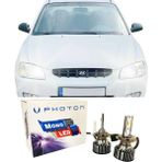 Photon Hyundai Accent Milenyum LED Xenon Uzun + Kısa Far Ampulü H4 Mono Yeni Seri Beyaz 1999-2006