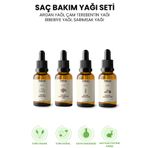 Phrau %100 Saf ve Doğal Saç Bakım Yağı Seti 4'lü (Argan Çam Terebentin Lavanta Sarımsak Yağı)