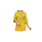 Phuti Collection İTALYAN%100 KOTON FİLE DETAYLI BLUZ Sarı Standart