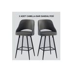 Pİ MOBİLYA 2 Adet Camilla Ada Mutfak Ve Bar Sandalyesi - Bar Taburesi - Silinebilir Babyface Kumaş - Metal Ayak