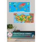 Pi Papers Renkli Dünya ve Türkiye Haritası 1 Adet 118x56 Cm Yapışkansız Statik Akıllı Kağıt