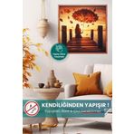 Pi Papers Yapraktan Şemsiyeli İskelede Oturan Kadın-Empresyonizm Tarz Statik Tutunan Akıllı Kağıt Duvar Poster